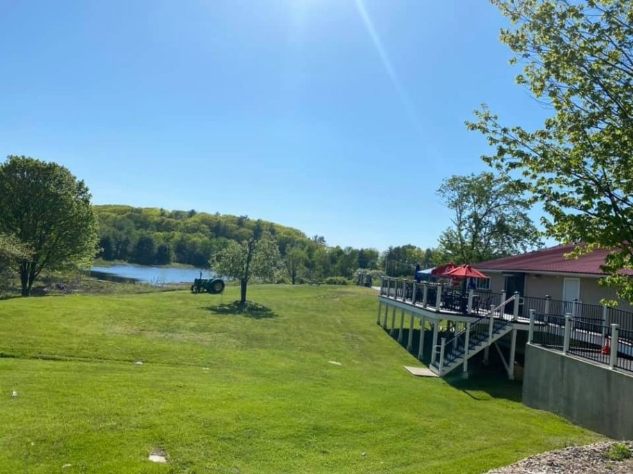 Big Deal's outdoor deck and lawn at the Spofford store